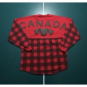 Disney Parks Epcot World Showcase Canada Spirit Jersey Red Buffalo Plaid Small